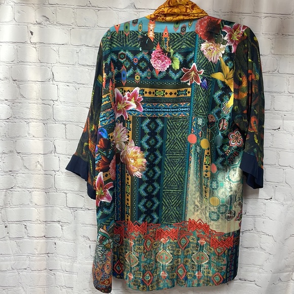 John•Mark block floral patterns embroidered front open medium cardigan - Picture 9 of 11